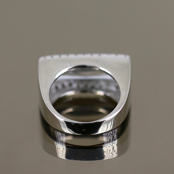 SOLD- Solid Sterling Silver Ring w/ Rectangular & Round Stones - size 7.25 - Picture 2 of 11